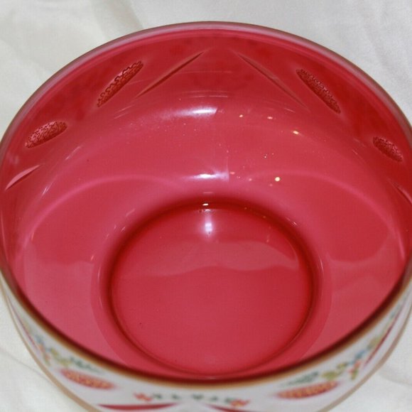Large Czech Bohemian Cranberry to White Cased Glass Lidded Candy Dish LOT 4352 - Picture 4 of 5